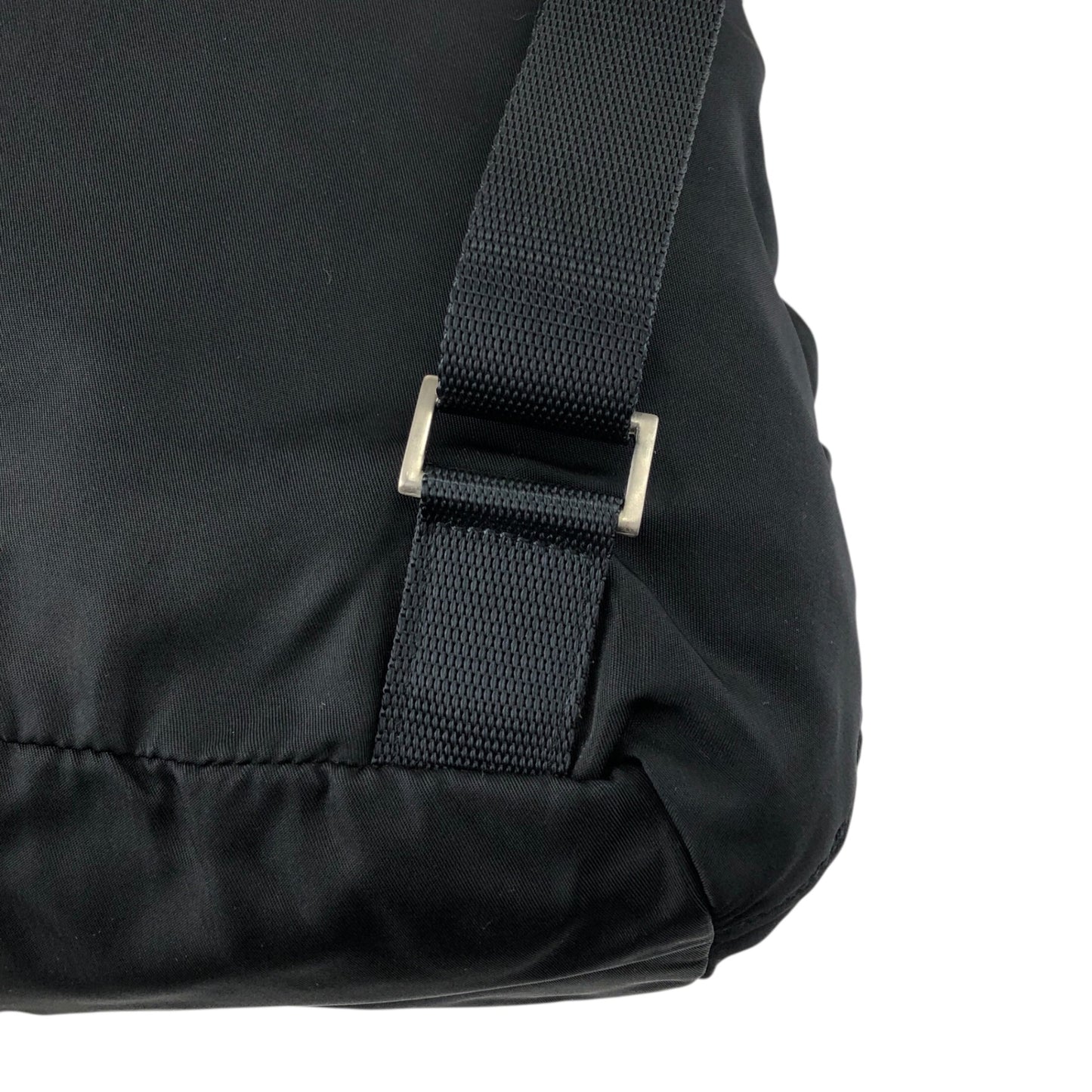 PRADA Tessuto Triangle Logo Front Buckle Backpack Black Vintage ku8tbi