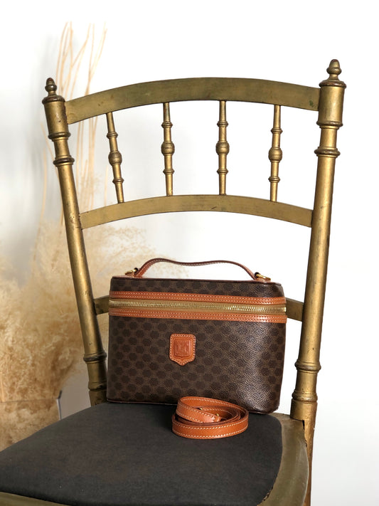 CELINE Macadam Blason Two-way Handbag Shoulder bag Vanity bag Brown Vintage 2h745p