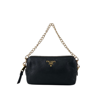 PRADA Logo Small Handbag Pouch Black Vintage h32dzg