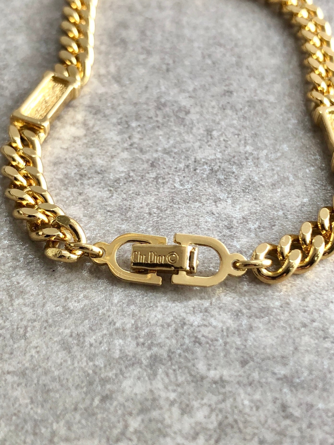 Christian Dior Logo Motif  Bracelet Gold Vintage 77a68y