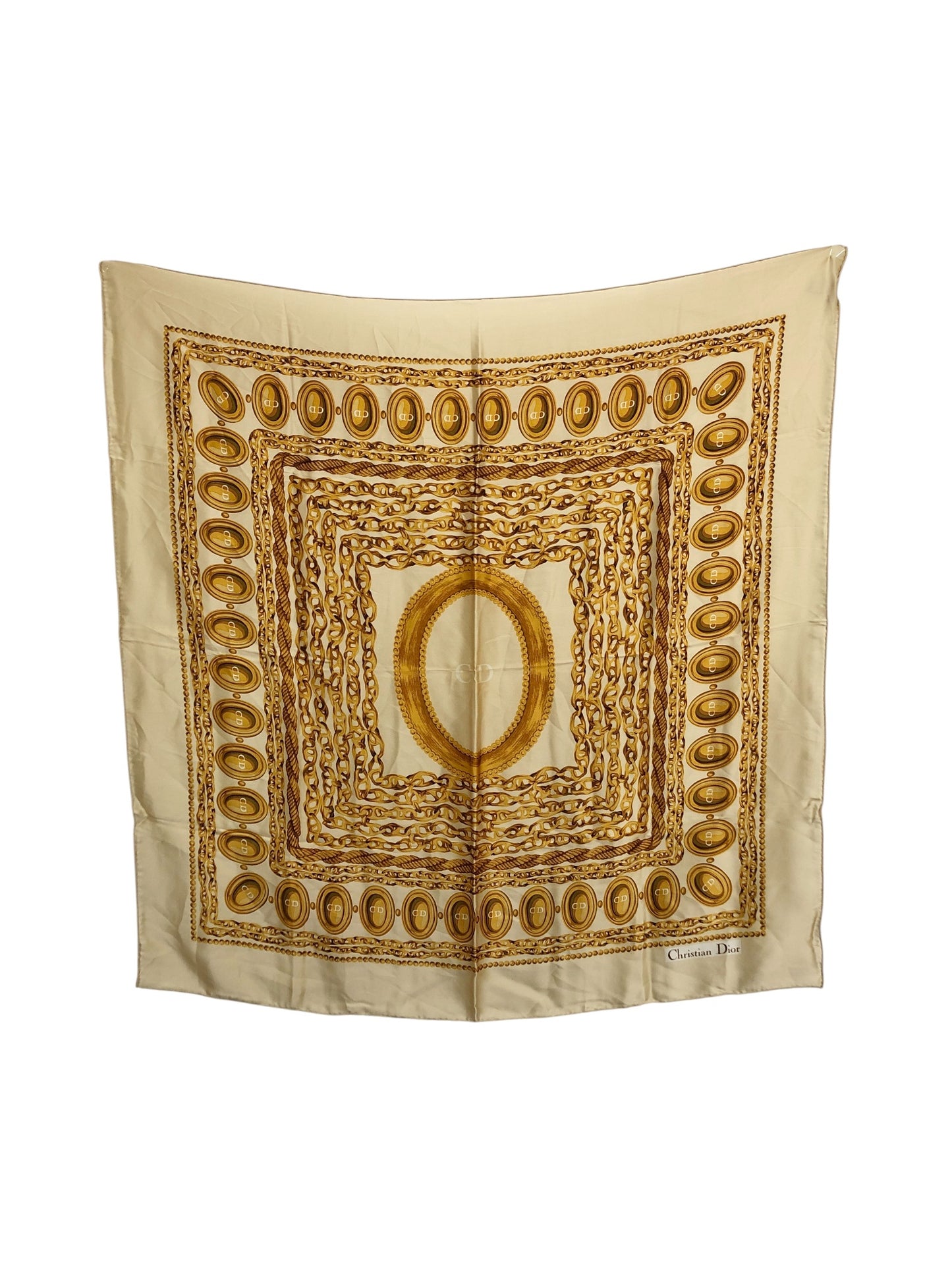 Christian Dior Silk Scarf Beige Vintage tp3pu6