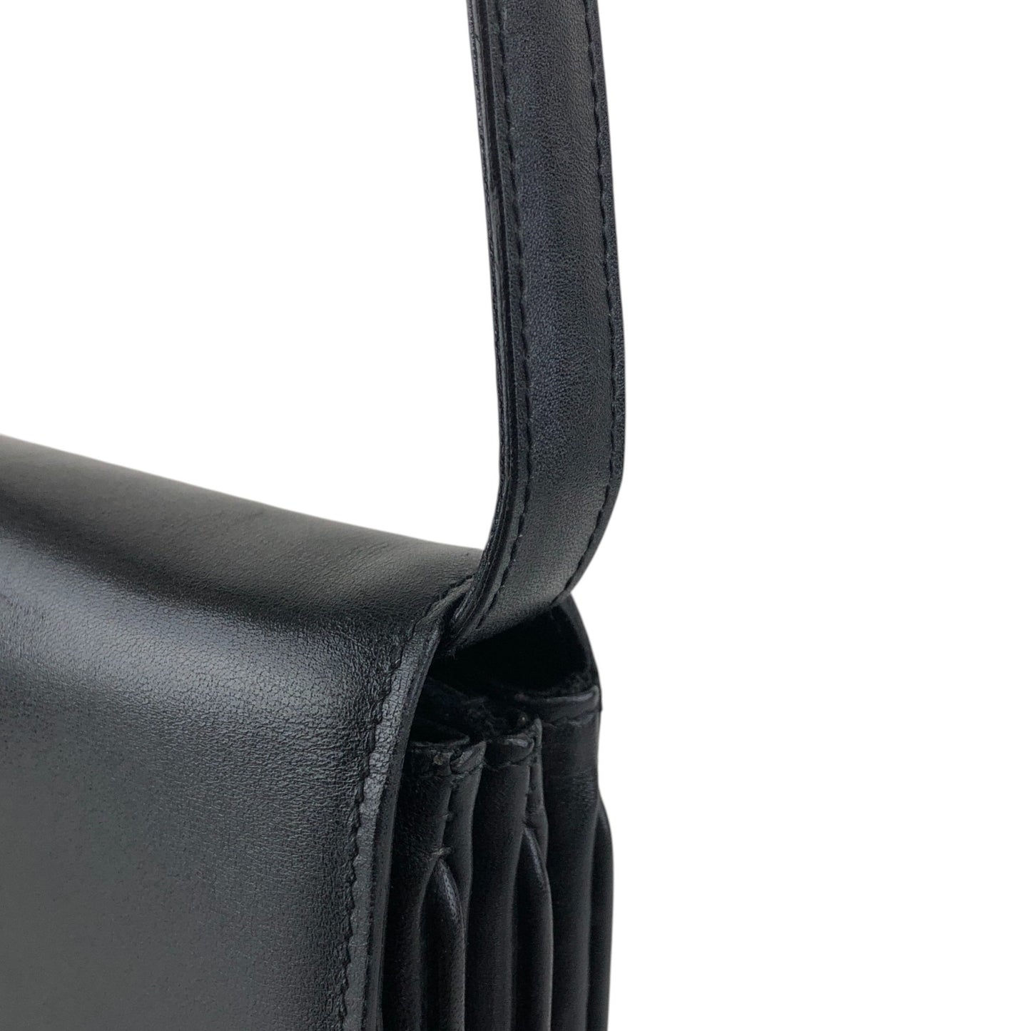 CELINE Triomphe Flap Shoulder bag Black Vintage 6t3cvm