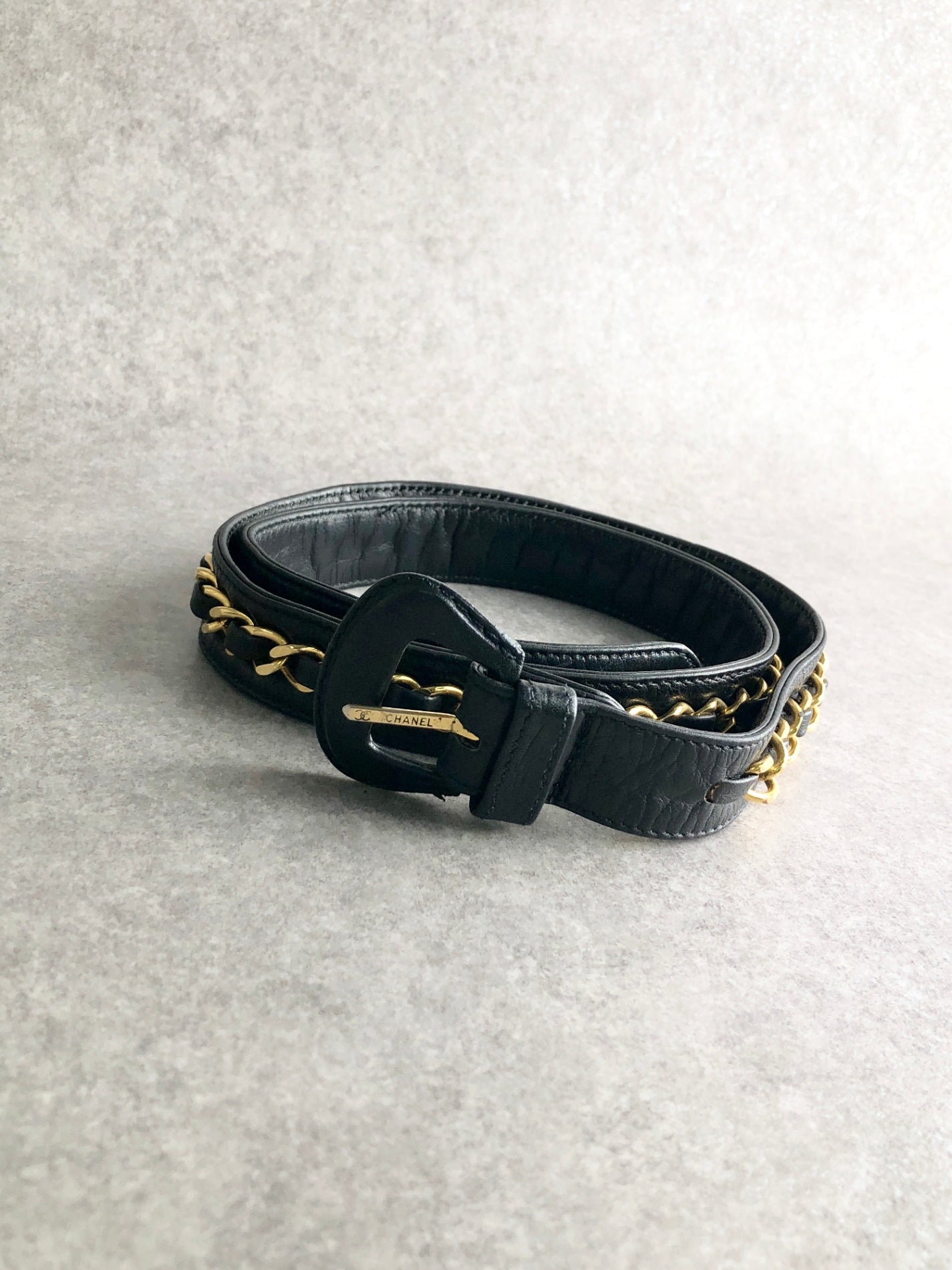 CHANEL Matelasse Belt Black Vintage h4ignw