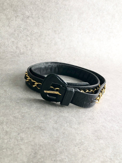 CHANEL Matelasse Belt Black Vintage h4ignw