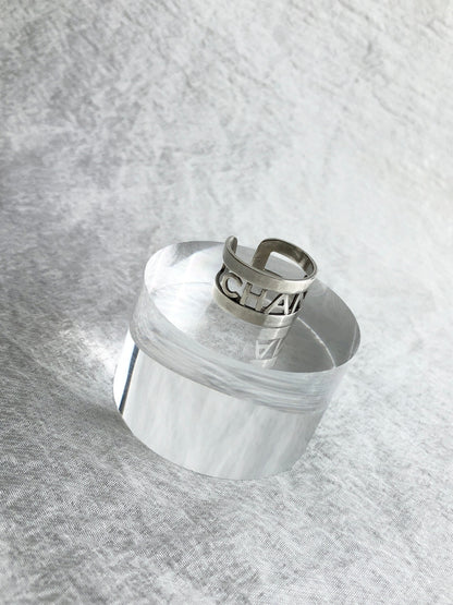 CHANEL Logo Ring Silver Vintage ckrub7