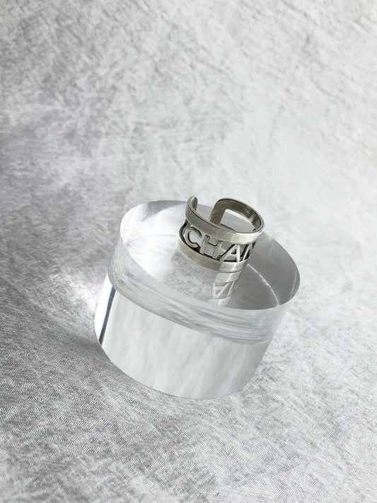 CHANEL Logo Ring Silver Vintage ckrub7
