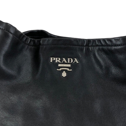 PRADA Logo Side Pocket Handbag Black Vintage ab8g6p