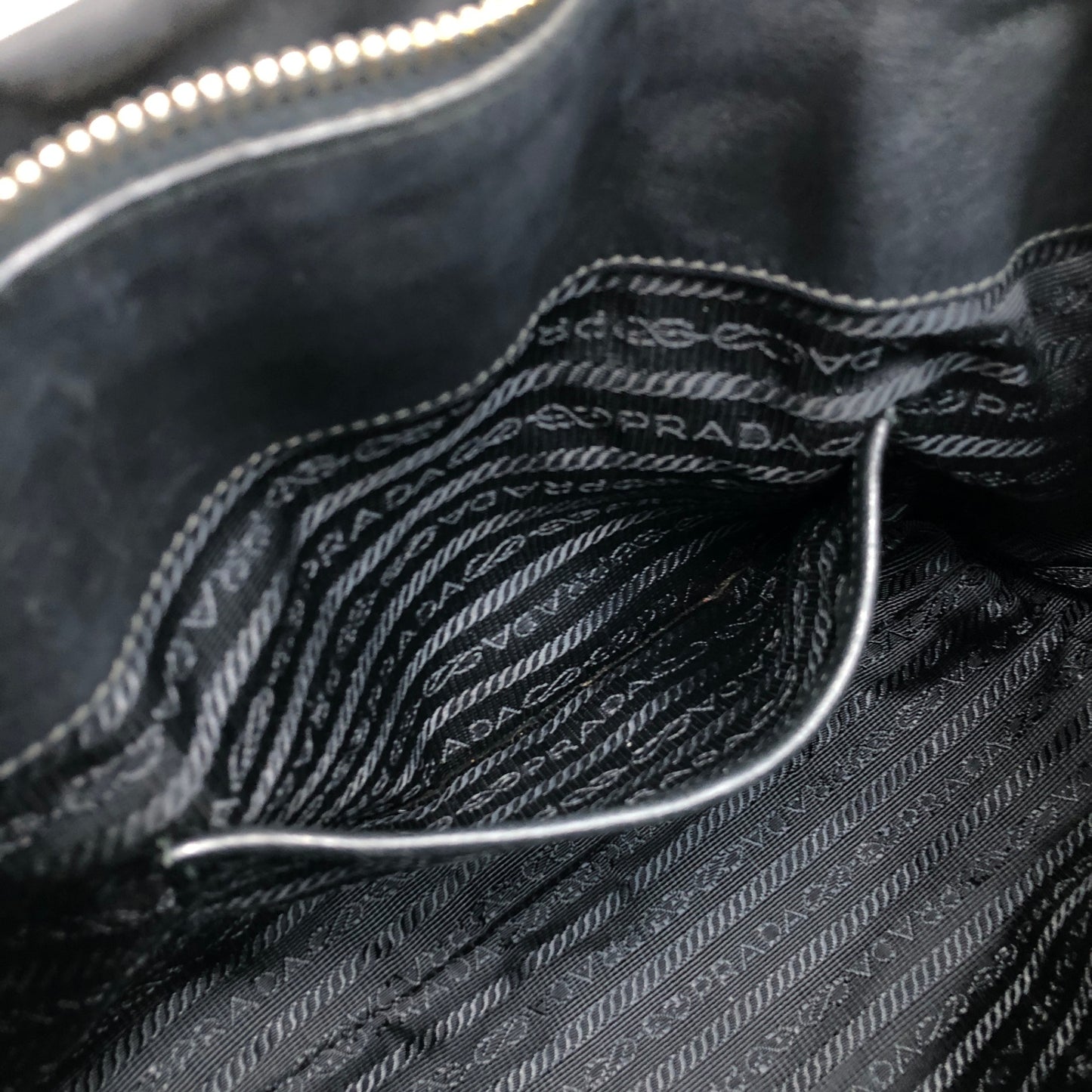 PRADA Logo Two-way Handbag Shoulder bag Black Vintage 7axa82