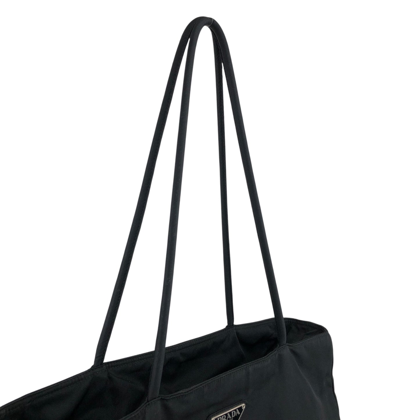PRADA Tessuto Triangle Logo Totebag Black Vintage rsxruc