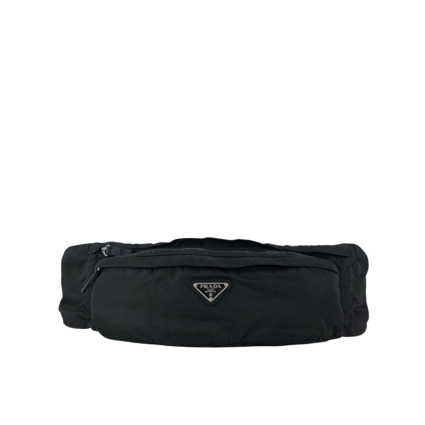 PRADA Tessuto Triangle Logo Sling bag Black Vintage cf6epr