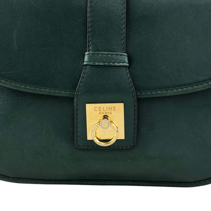 CELINE Gancini Shoulder bag Green Vintage jh6t3a