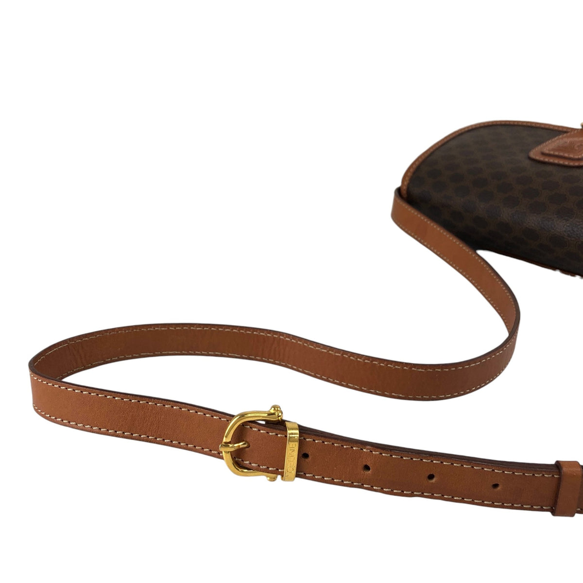 CELINE Macadam Blason Front Buckle Shoulder bag Brown Vintage need42
