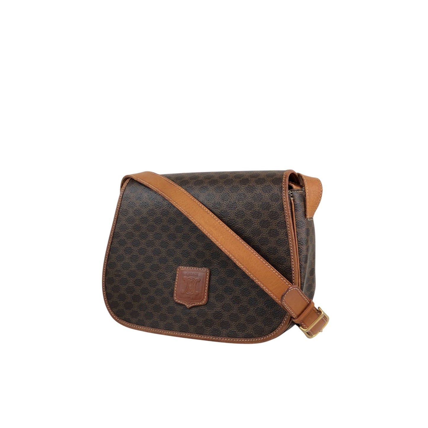 CELINE Macadam Blason Shoulder bag Brown Vintage huc7ji