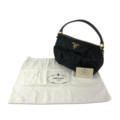 PRADA Logo Ribbon Motif Two-way Handbag Shoulder bag Black Vintage 33v85k
