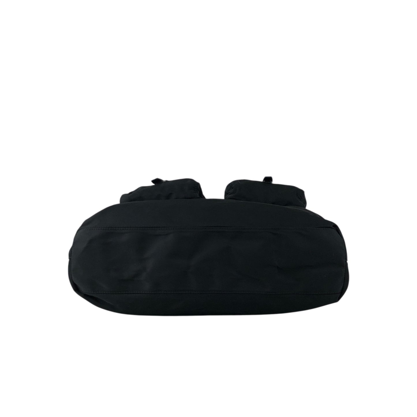 PRADA Tessuto Triangle Logo Double Pocket Totebag Black Vintage ui25rj