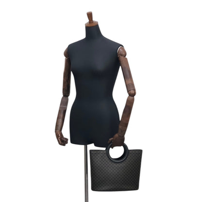 CELINE Macadam Round Handle Handbag Black Vintage dx7xai