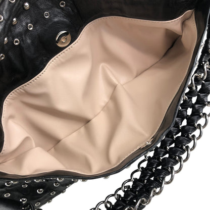 PRADA Studs Pushlock Shoulder bag Black Vintage mh4vuk