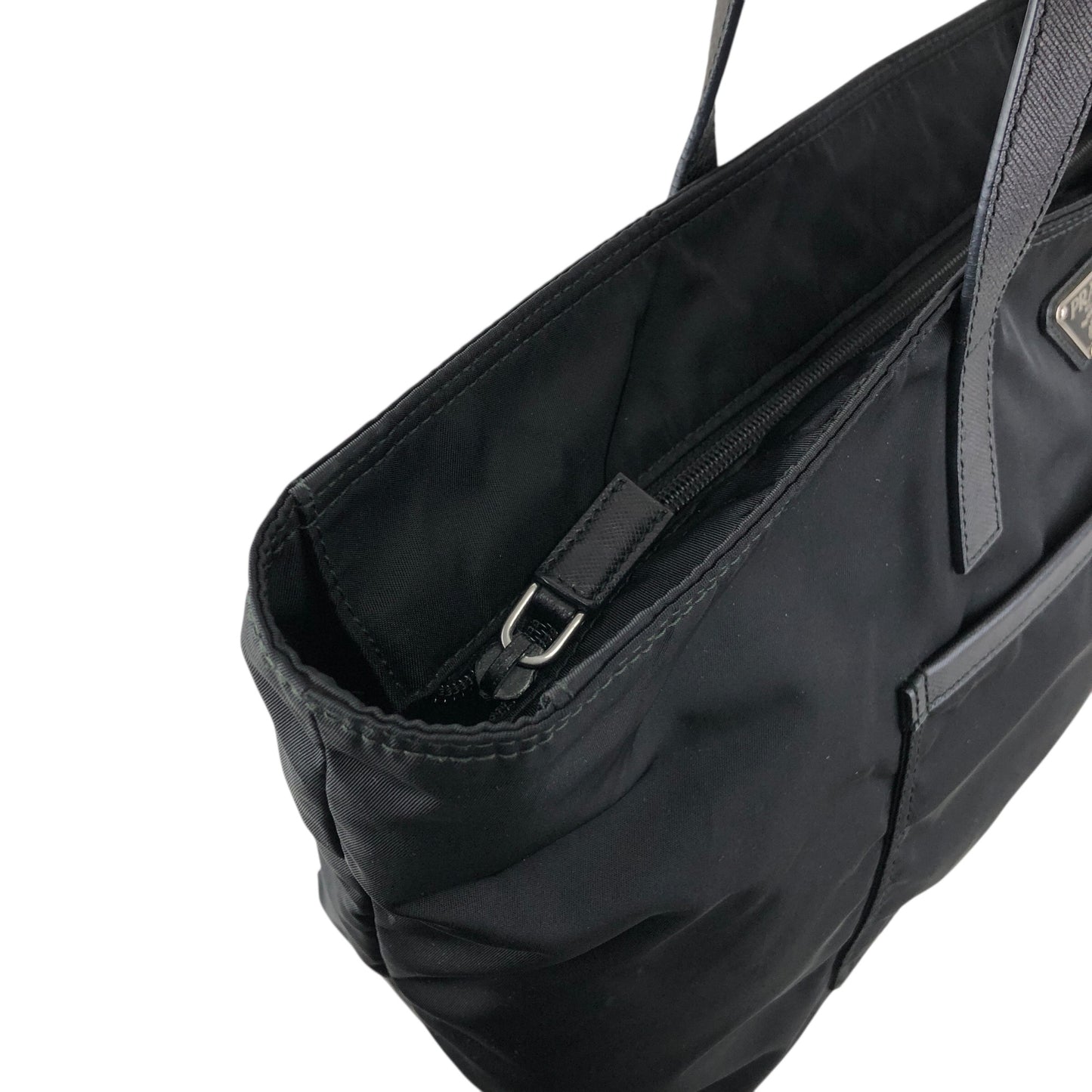 PRADA Triangle Logo Front Pocket Totebag Black Vintage p2sa5n