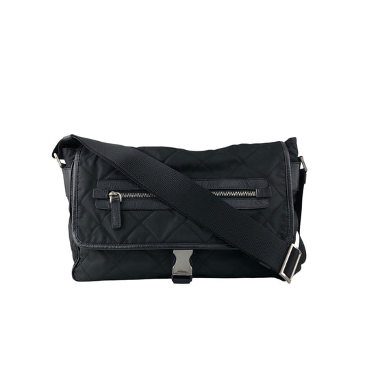 PRADA Tessuto Triangle Logo Shoulder bag Black Vintage g5c3is