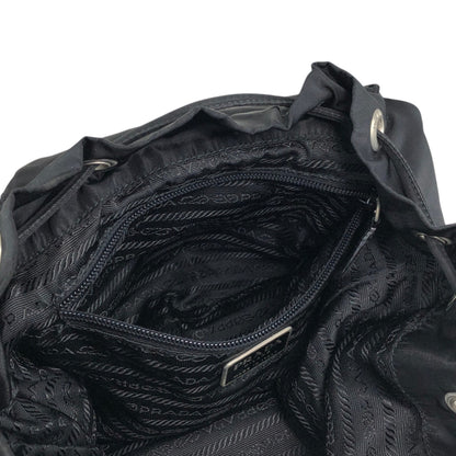 PRADA Tessuto Triangle Logo Front Buckle Backpack Black Vintage ue56ys