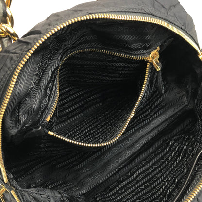 PRADA Logo Chain Handbag Black Vintage bruewc