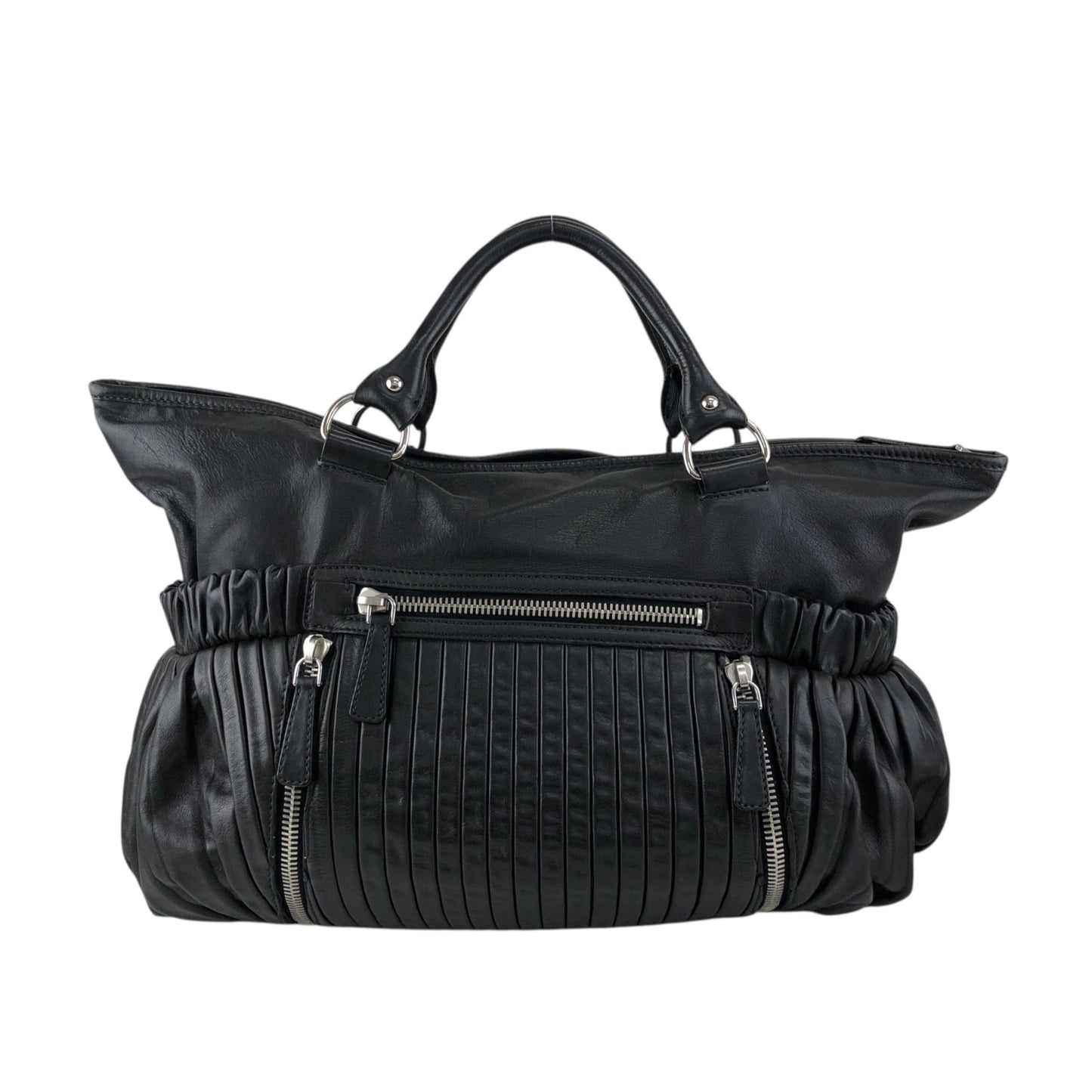 miumiu Front Zipper Handbag Totebag Black Vintage fx4ann