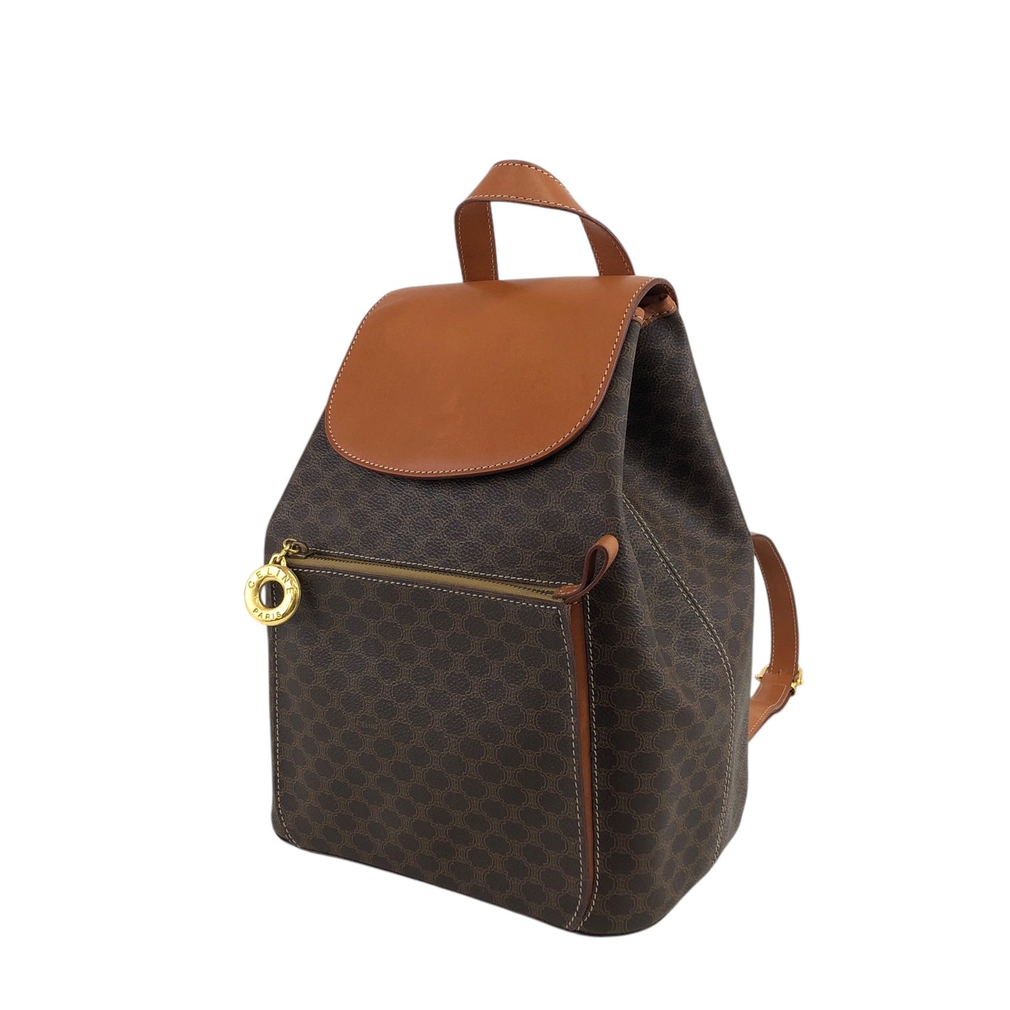CELINE Macadam Circle Logo Backpack Brown Vintage ckigeh