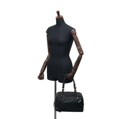 PRADA Logo Embossed Small Boston bag Handbag Black Vintage 6kdc52