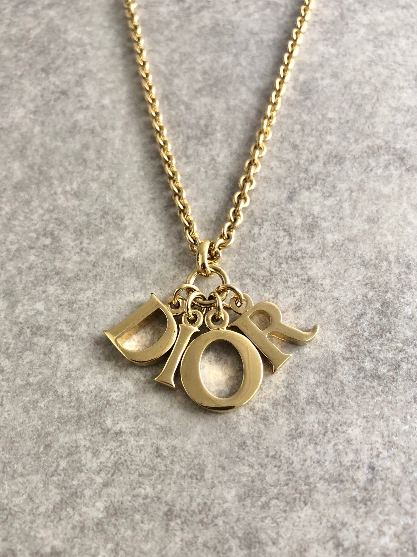 Christian Dior Logo Motif Necklace Gold Vintage z2uvgg
