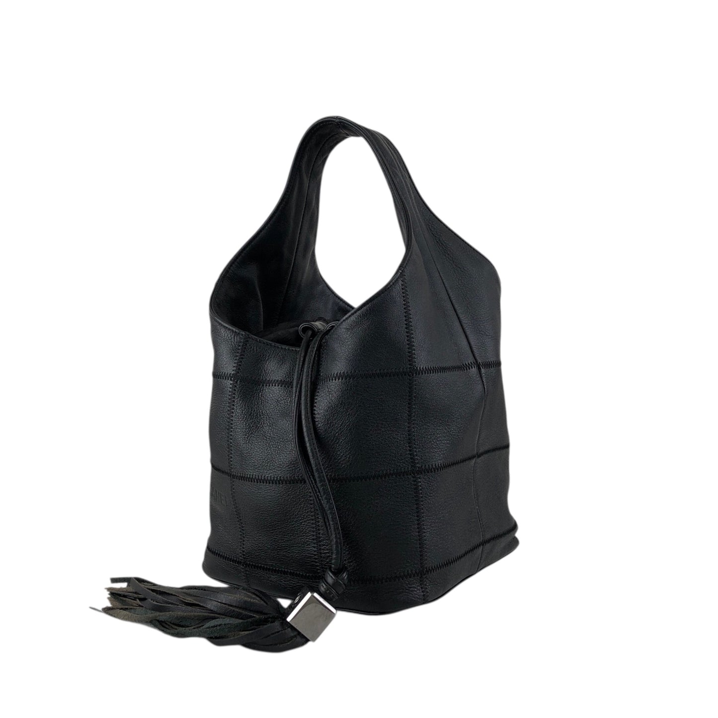 CHANEL Chocolate Bar Tassel Handbag Black A19981 Vintage fxmceh