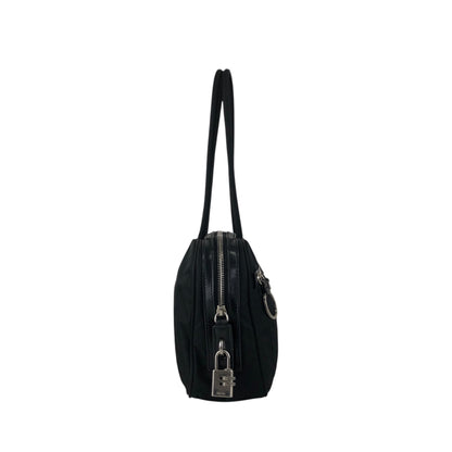 PRADA Tessuto Triangle Logo Front Pocket Small Boston bag Handbag Black Vintage gips8j