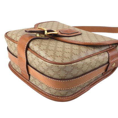 CELINE Macadam Front Buckle  Shoulder bag Beige Vintage nnbcwv