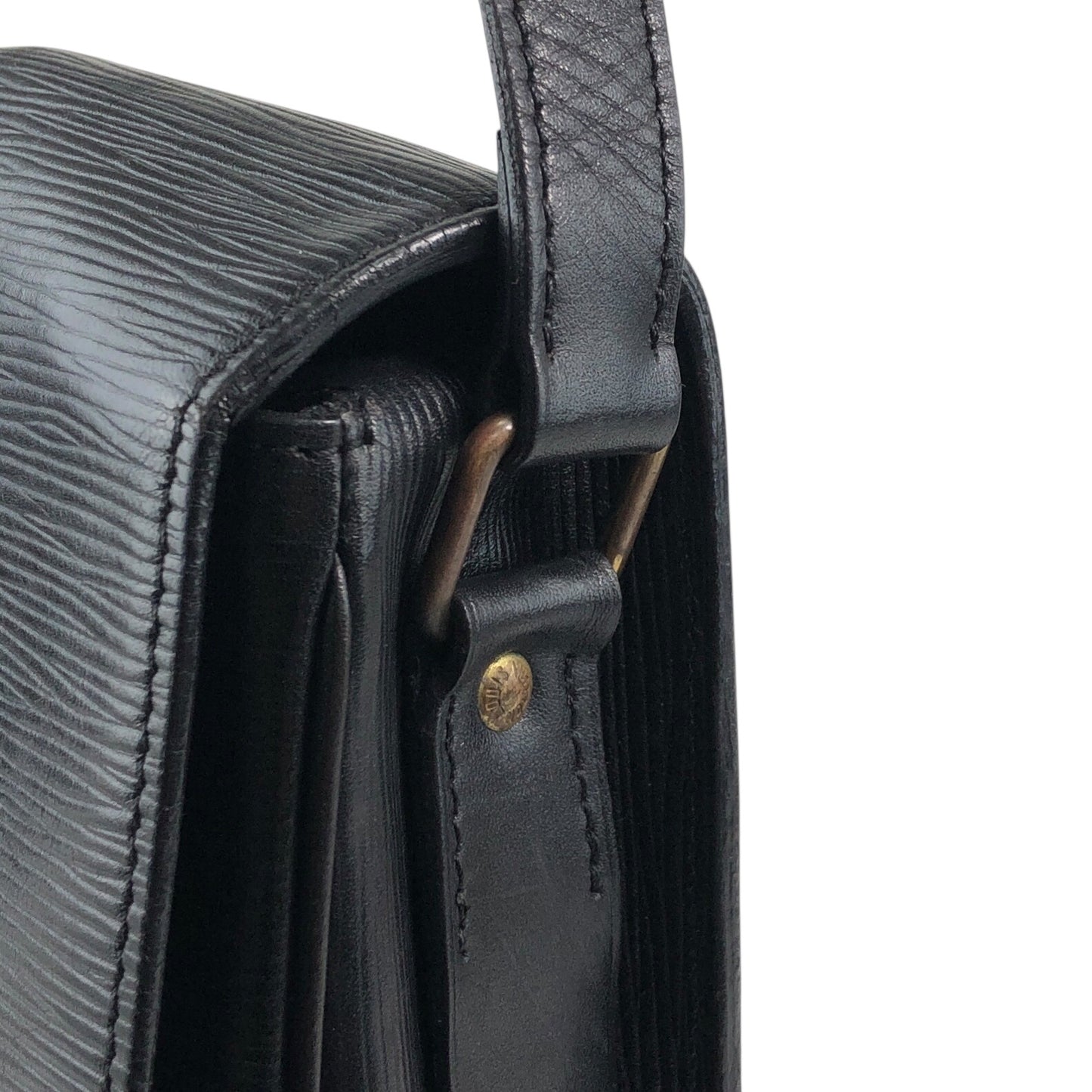 LOUIS VUITTON Epi Front Buckle  Shoulder bag Black Vintage ipzw8h