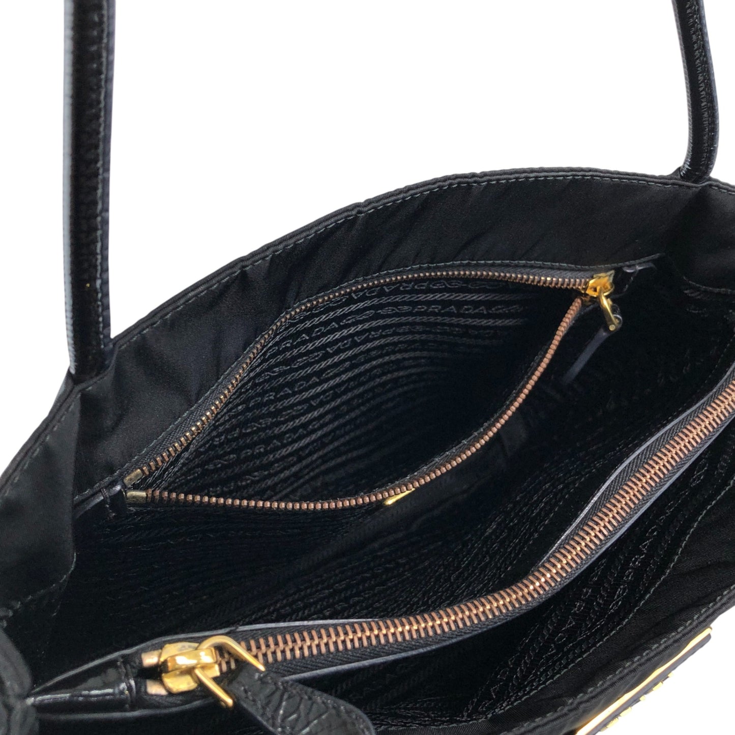 PRADA Tessuto Triangle Logo Handbag Totebag Black Vintage wn5b6d