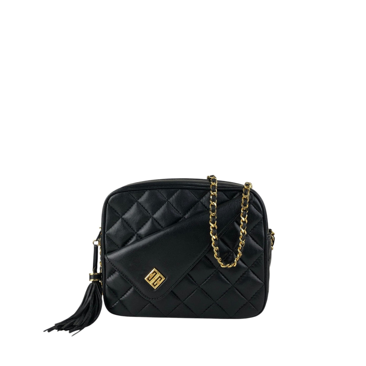 GIVENCHY Logo Tassel Chain Shoulder bag Black Vintage sgwgmf