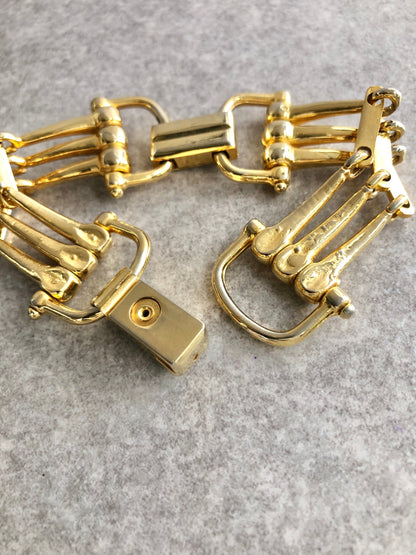 CELINE Horse Bit Bracelet Gold Vintage iib22t
