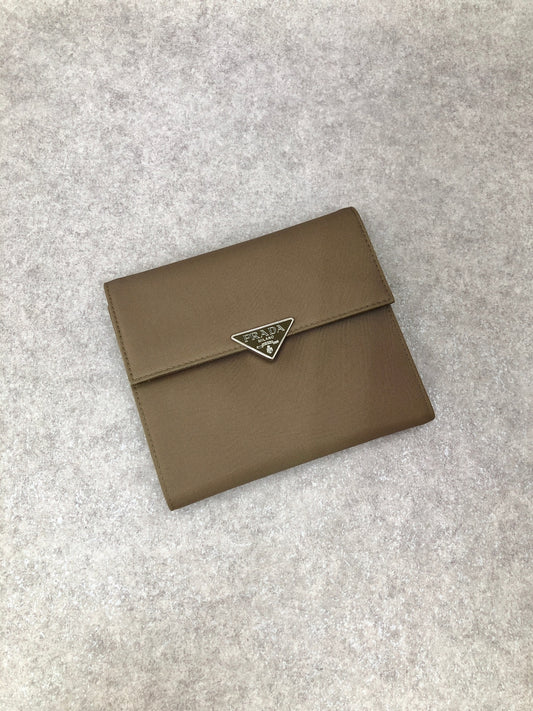 PRADA Triangle Logo Folded Wallet Brown Vintage astf7v