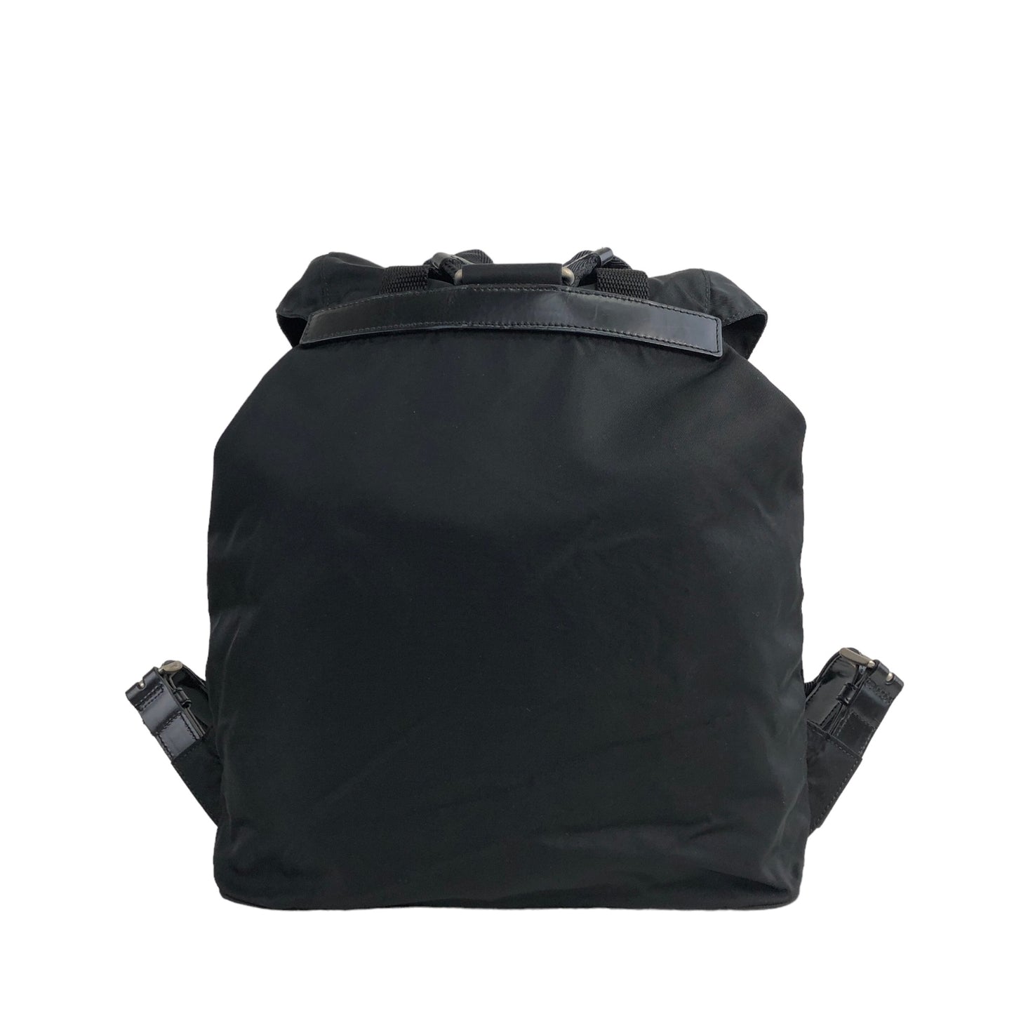 PRADA Triangle Logo Front Buckle Nylon Backpack Black Vintage c68je8