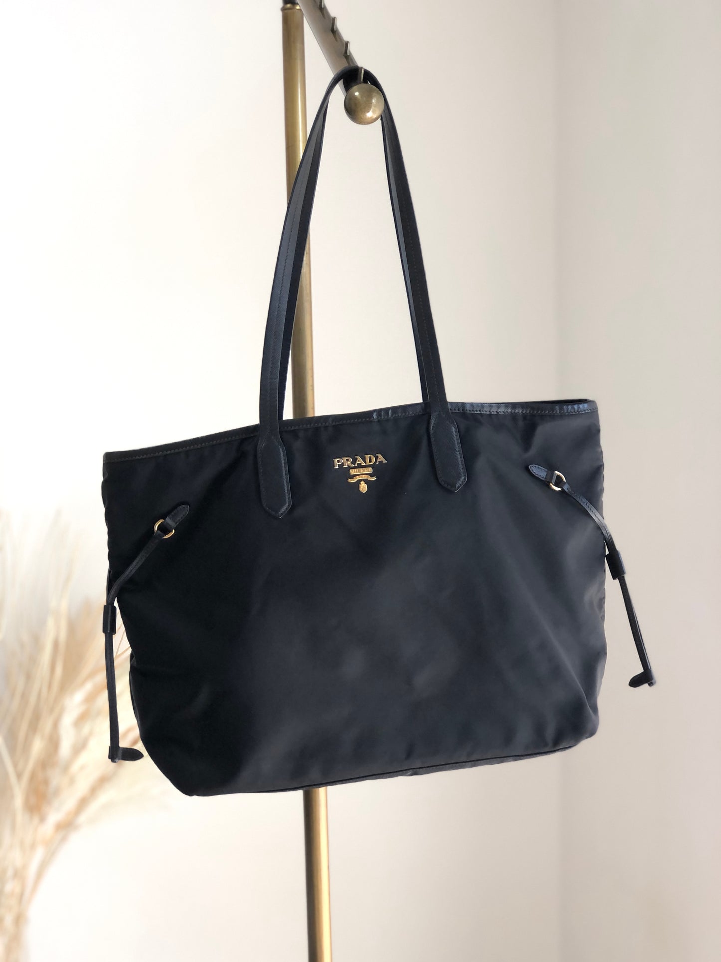 PRADA Logo Totebag Shoulder bag Black Vintage ngpyyd