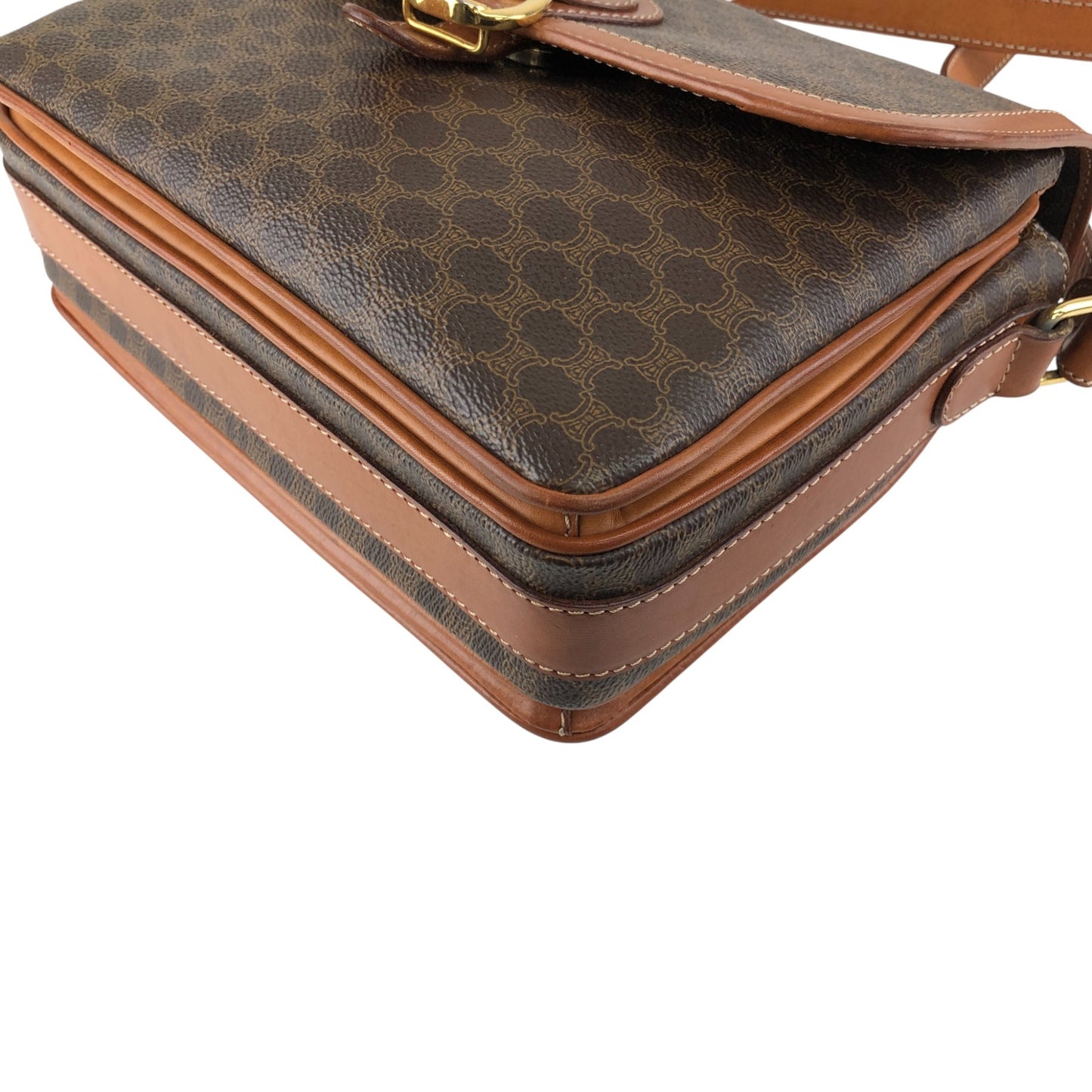CELINE Macadam Horseshoe Shoulder bag Brown Vintage pep636