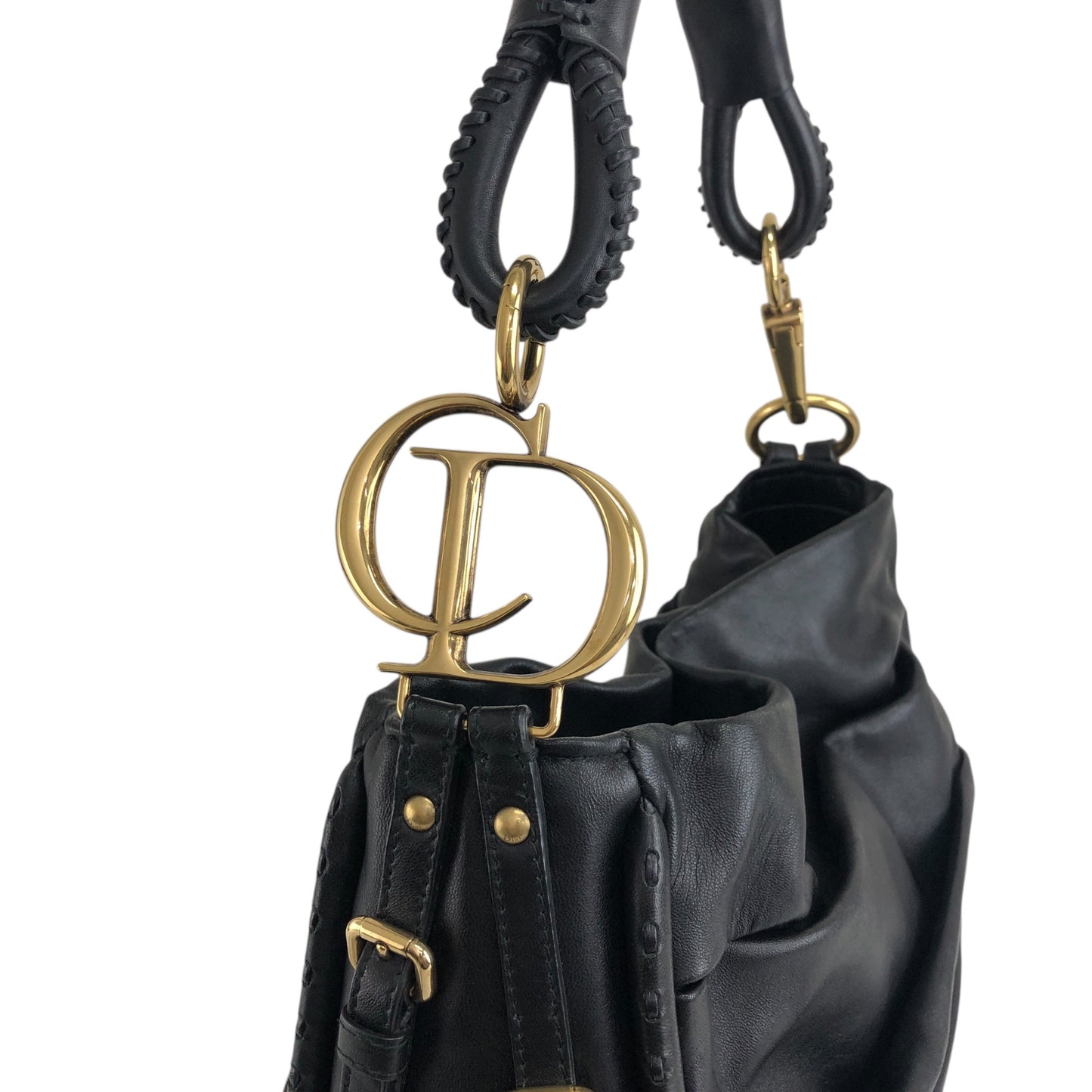 Christian Dior Logo Motif Shoulder bag Black Vintage fudavv