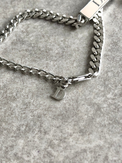 Christian Dior CD Logo Ribbon Motif Bracelet Silver Vintage rr7unm