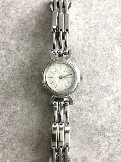 CELINE Horse Bit Quartz Watch Silver Vintage i4dtyi