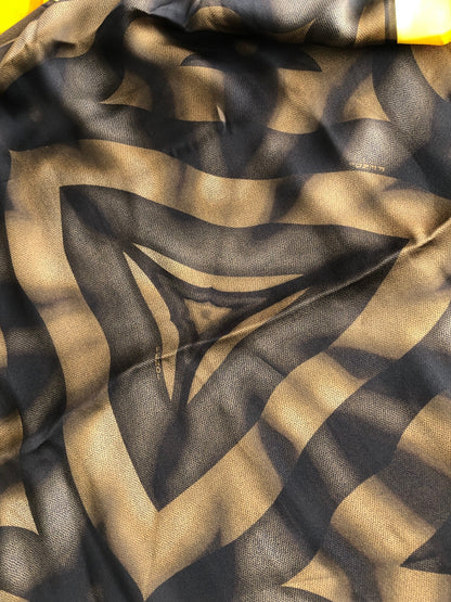 FENDI SILK Scarf yellow×Brown Vintage khmbct