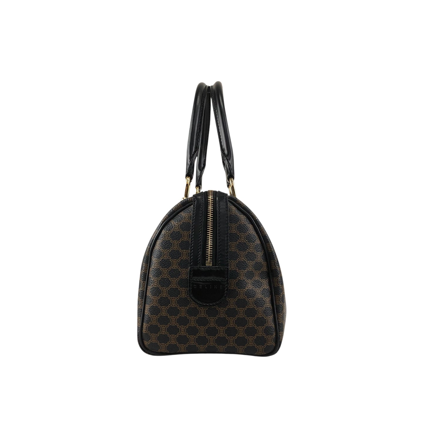 CELINE Macadam Two-way Small Boston bag Shoulder bag Black Vintage 5umhds
