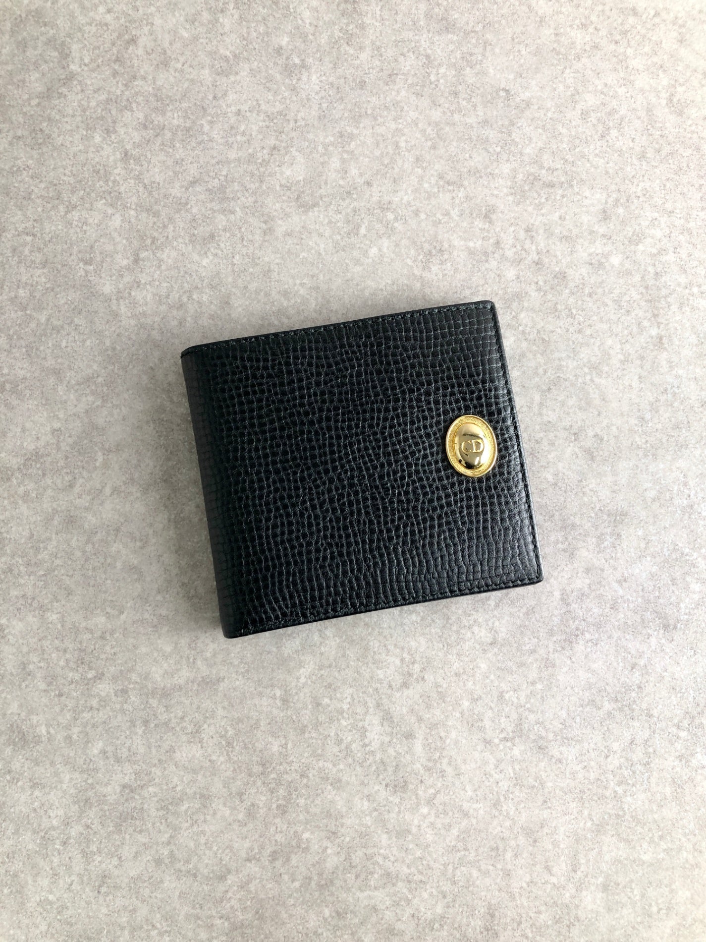 Christian Dior CD Logo Folded Wallet Black Vintage jv3xin