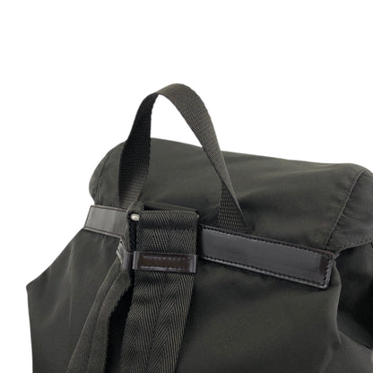PRADA Tessuto Triangle Logo Double Pocket Backpack Khaki Vintage kyhxt3