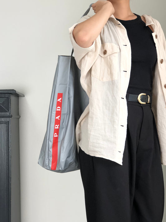 PRADA PRADA SPORTS Logo Totebag Gray Vintage iezd88