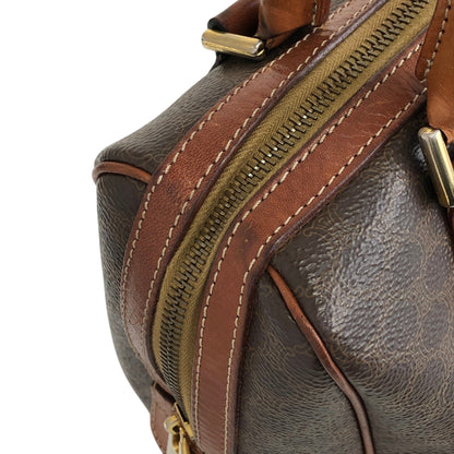 CELINE Macadam Blason Small Boston bag Handbag Brown Vintage 3wak2v
