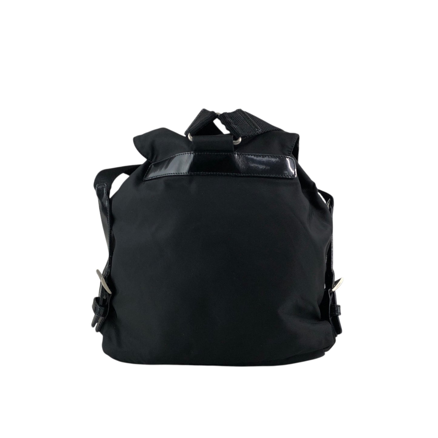 PRADA Tessuto Triangle Logo Double Pocket Backpack Black Vintage msvumv